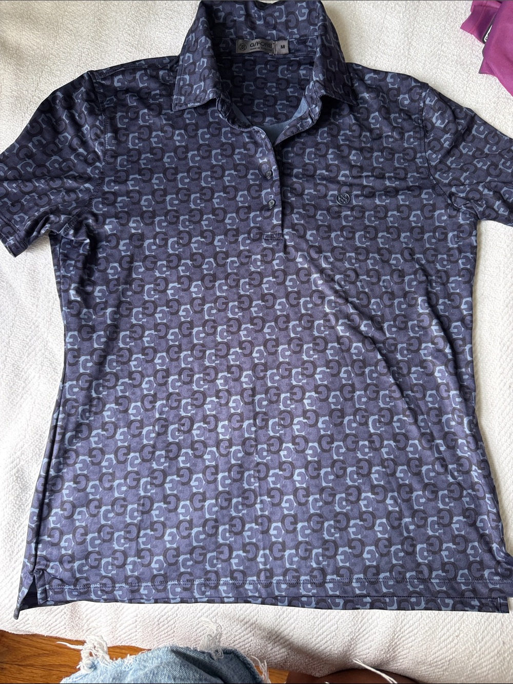 G/FORE Women's Navy Geometric-Print Polo golf